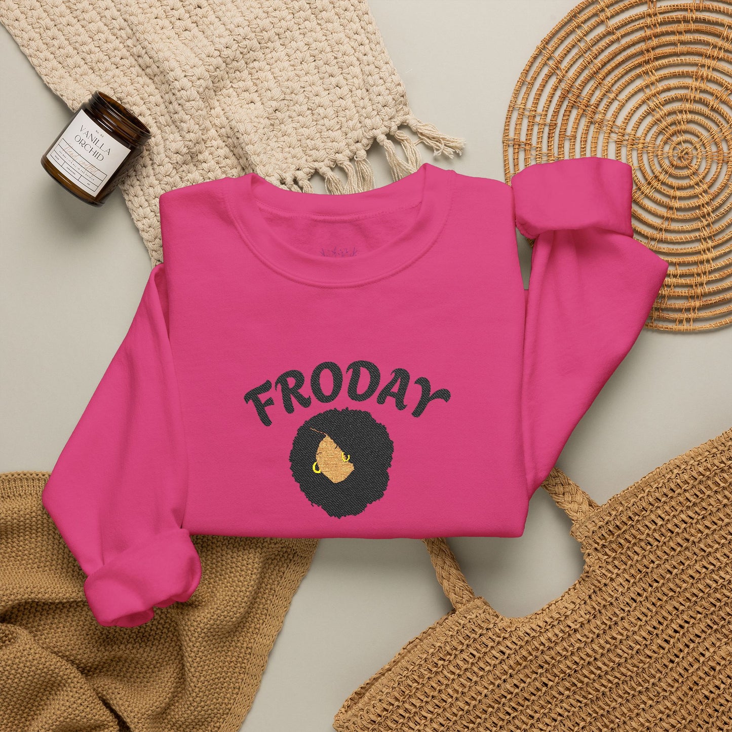 Froday Afro Embroidered Crewneck Sweatshirt