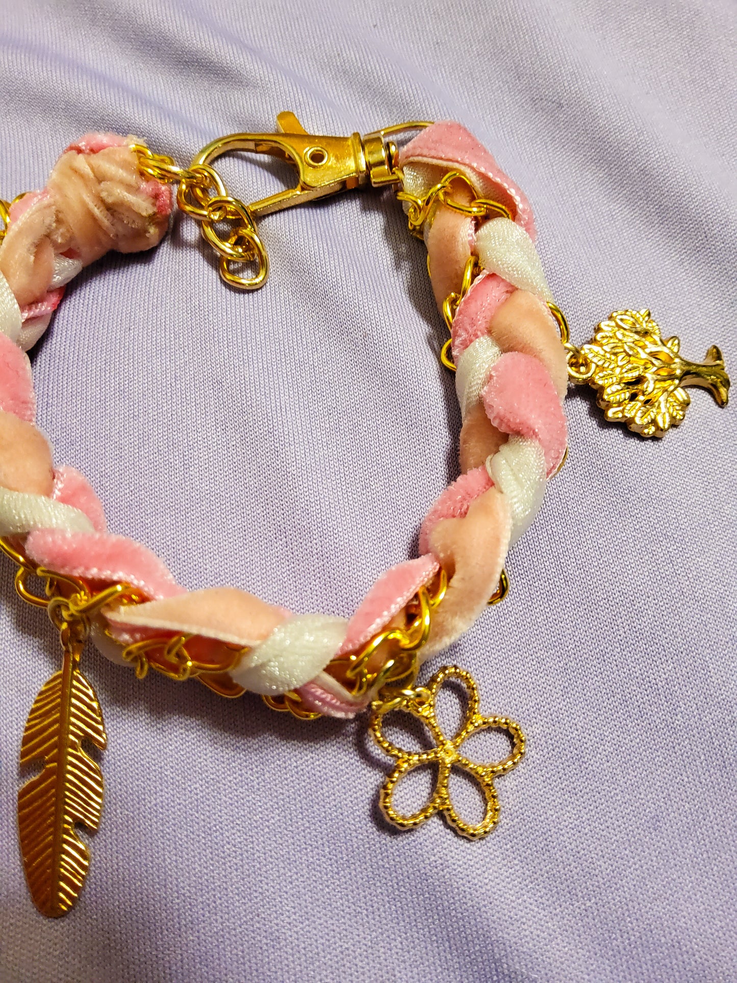 Blushing Dawn Braided Charm Bracelet
