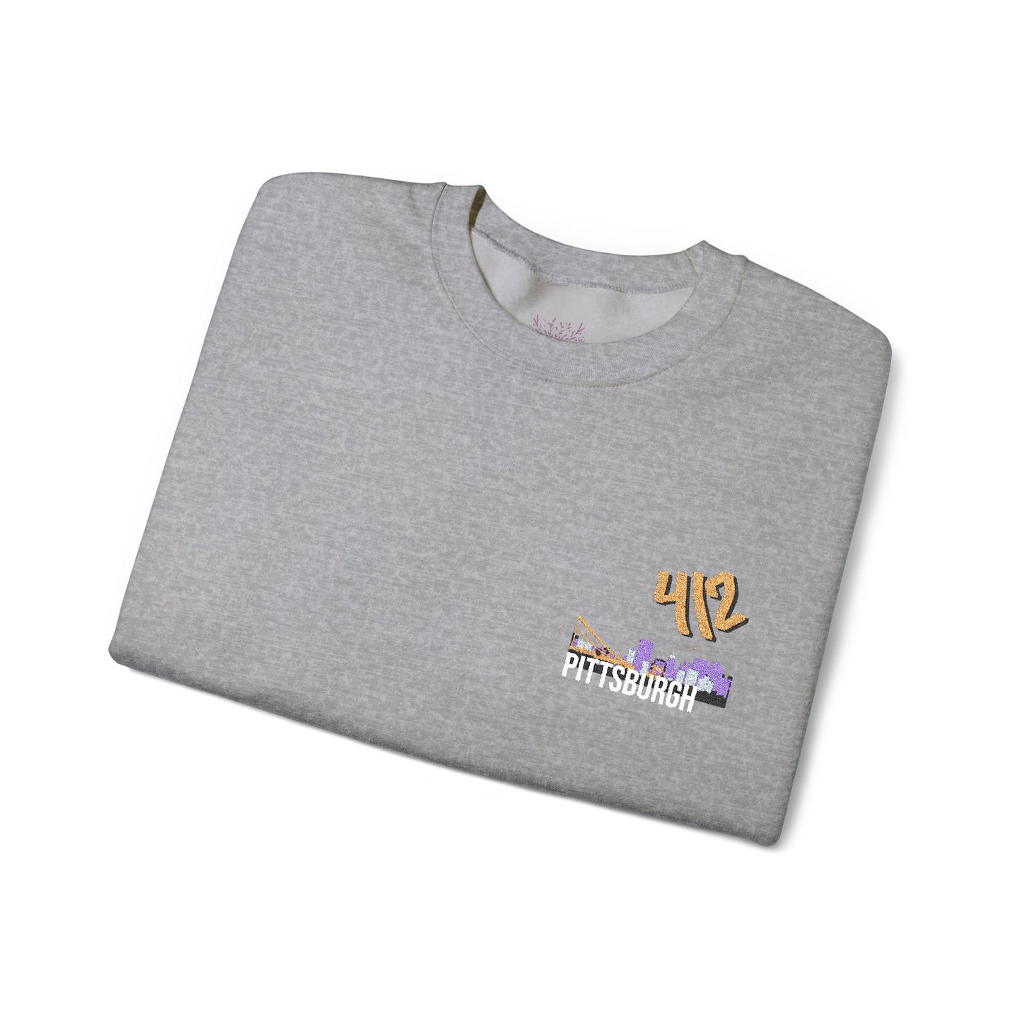 412 Embroidered Pittsburgh Skyline Crewneck Sweatshirt