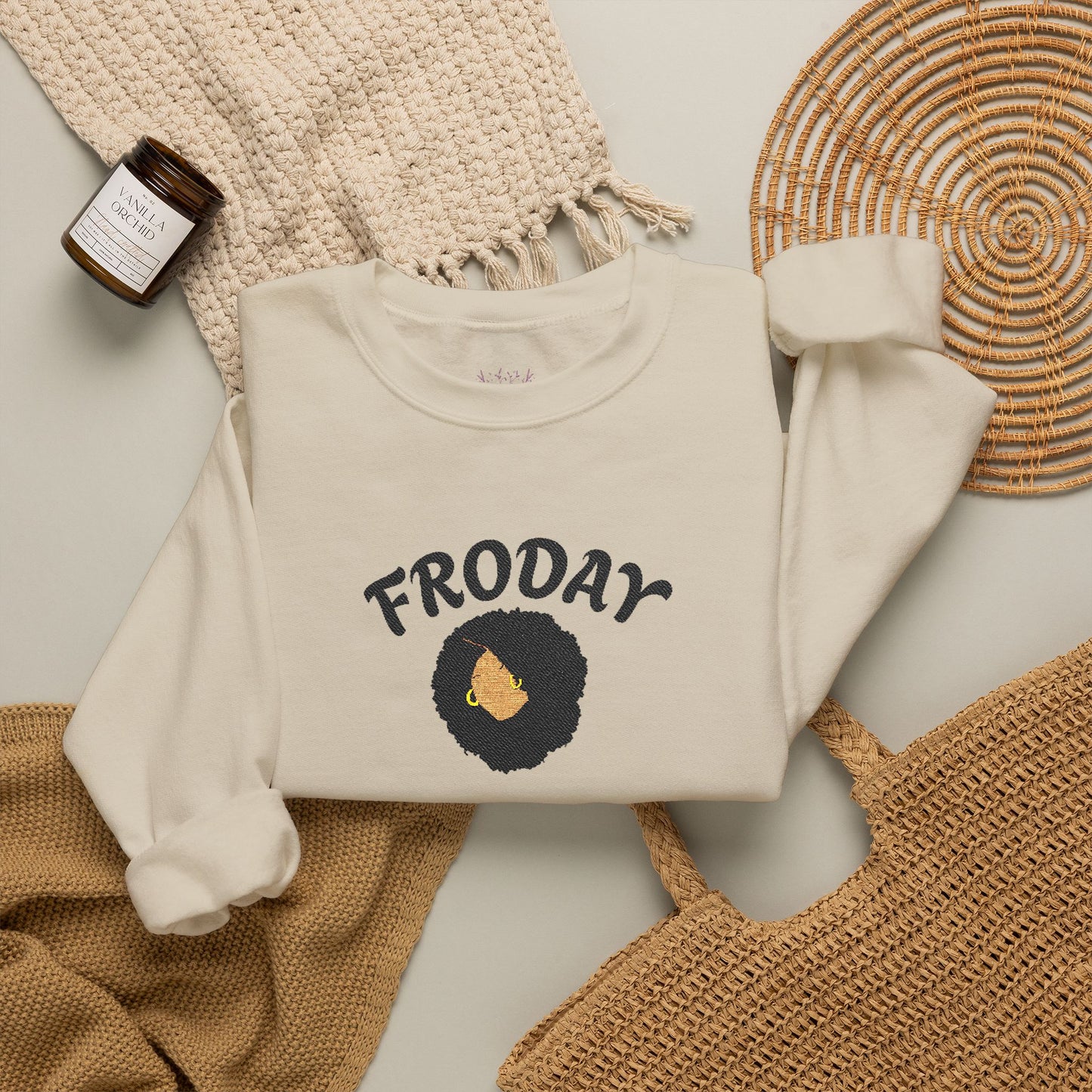 Froday Afro Embroidered Crewneck Sweatshirt
