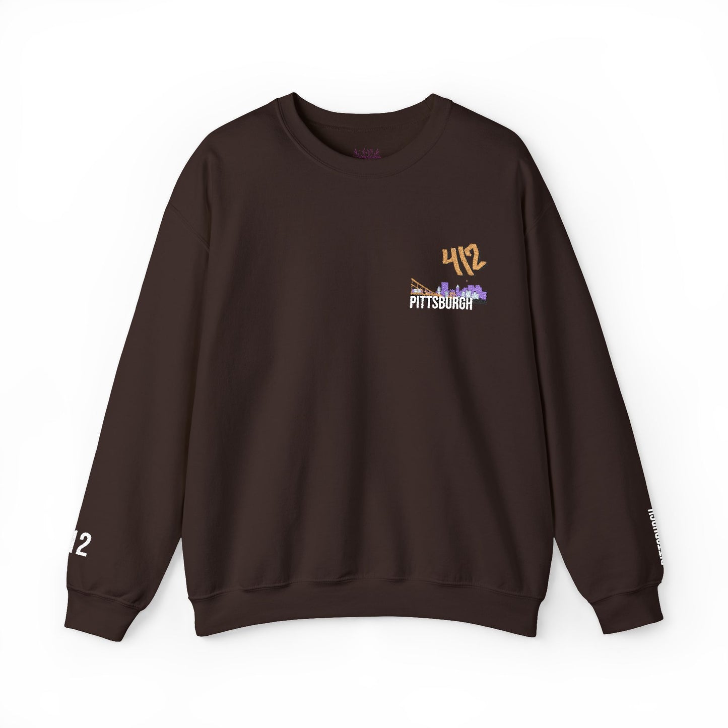 412 Embroidered Pittsburgh Skyline Crewneck Sweatshirt