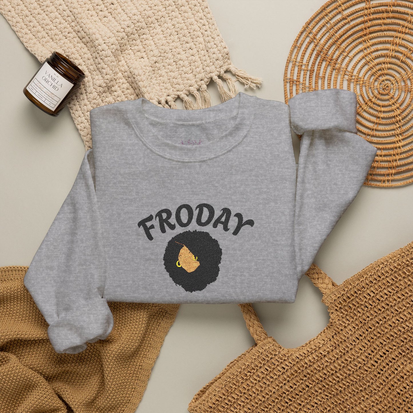 Froday Afro Embroidered Crewneck Sweatshirt