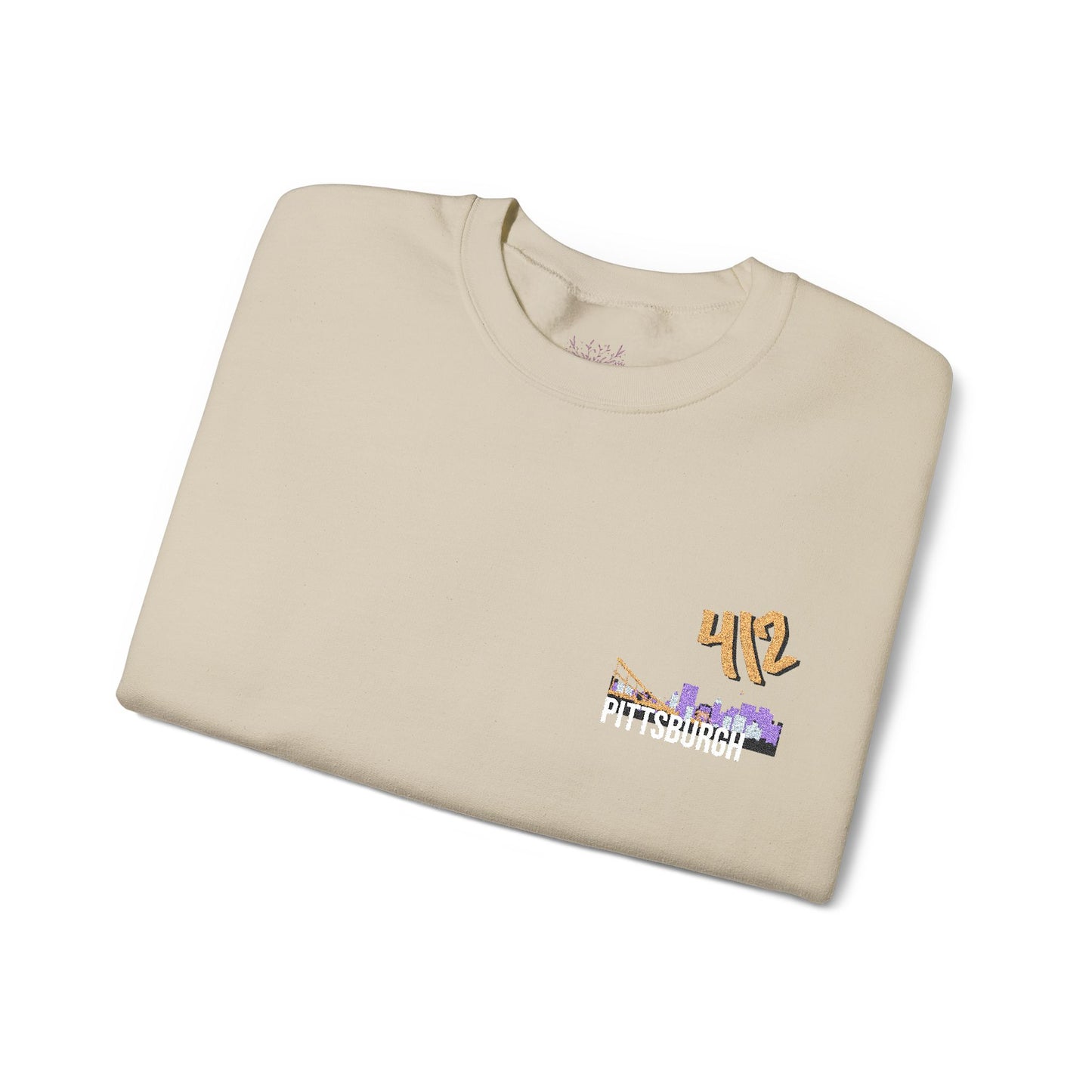 412 Embroidered Pittsburgh Skyline Crewneck Sweatshirt