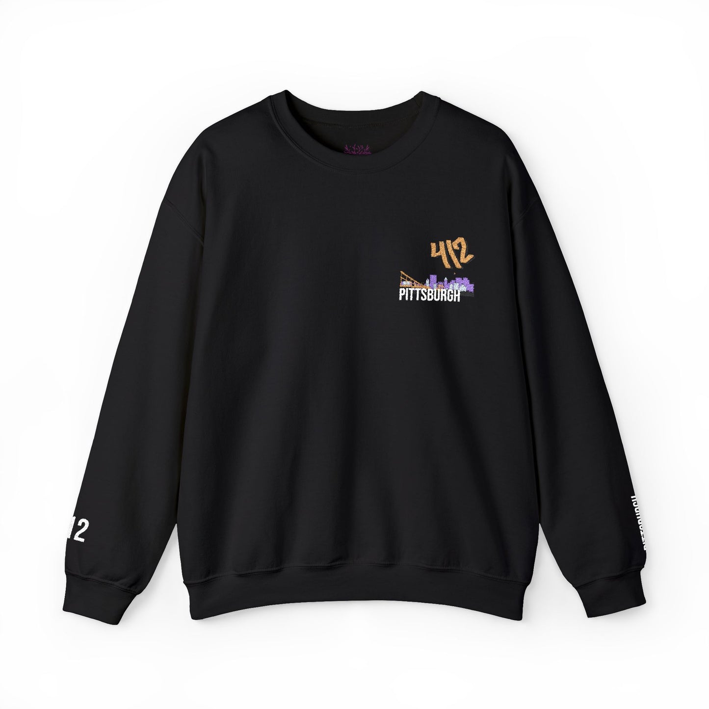 412 Embroidered Pittsburgh Skyline Crewneck Sweatshirt