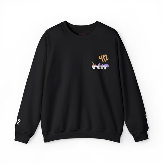 412 Embroidered Pittsburgh Skyline Crewneck Sweatshirt