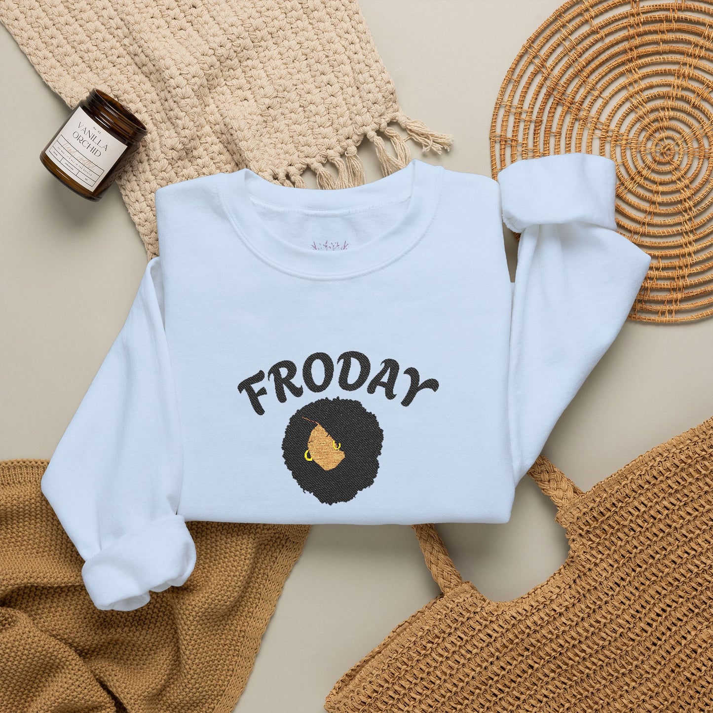 Froday Afro Embroidered Crewneck Sweatshirt