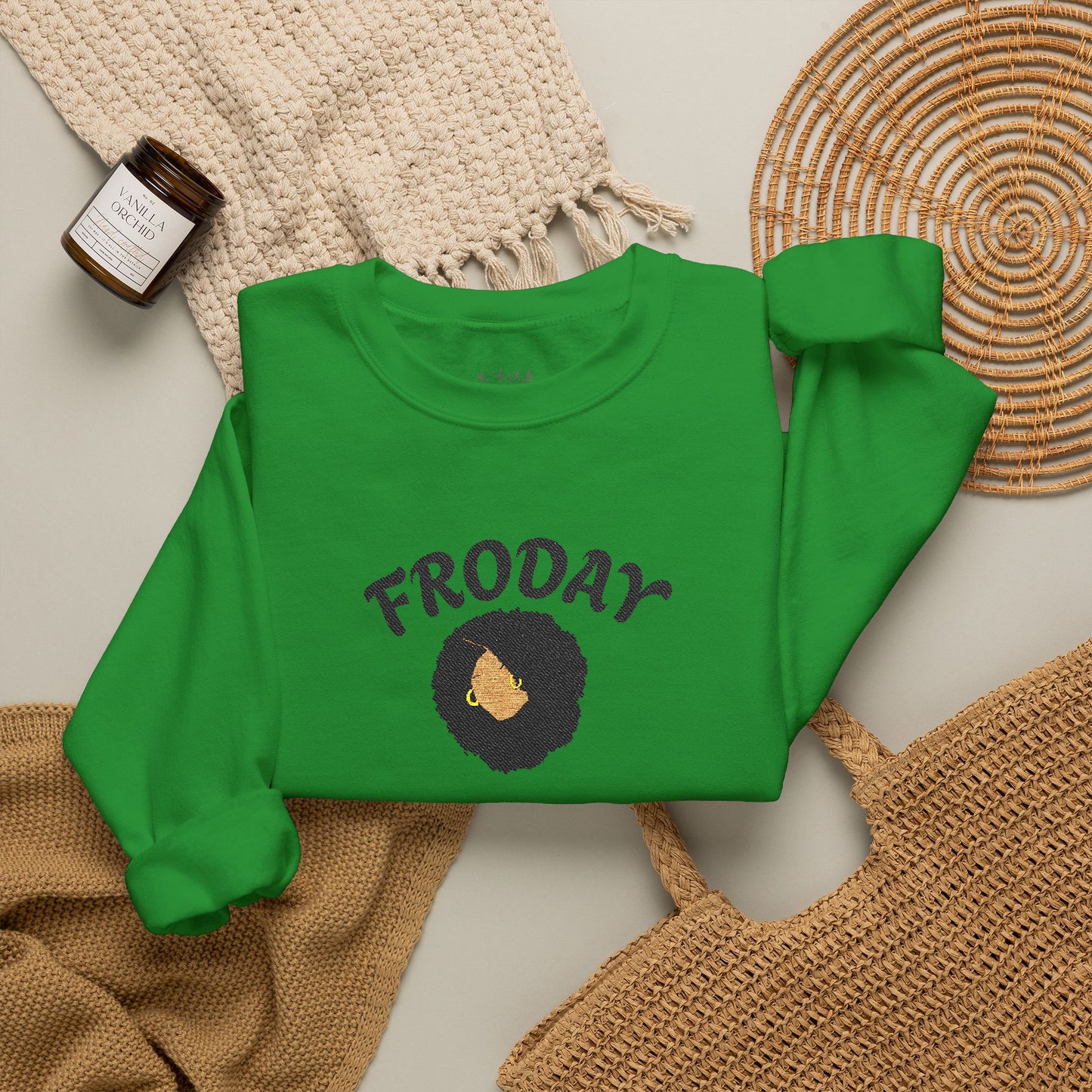 Froday Afro Embroidered Crewneck Sweatshirt