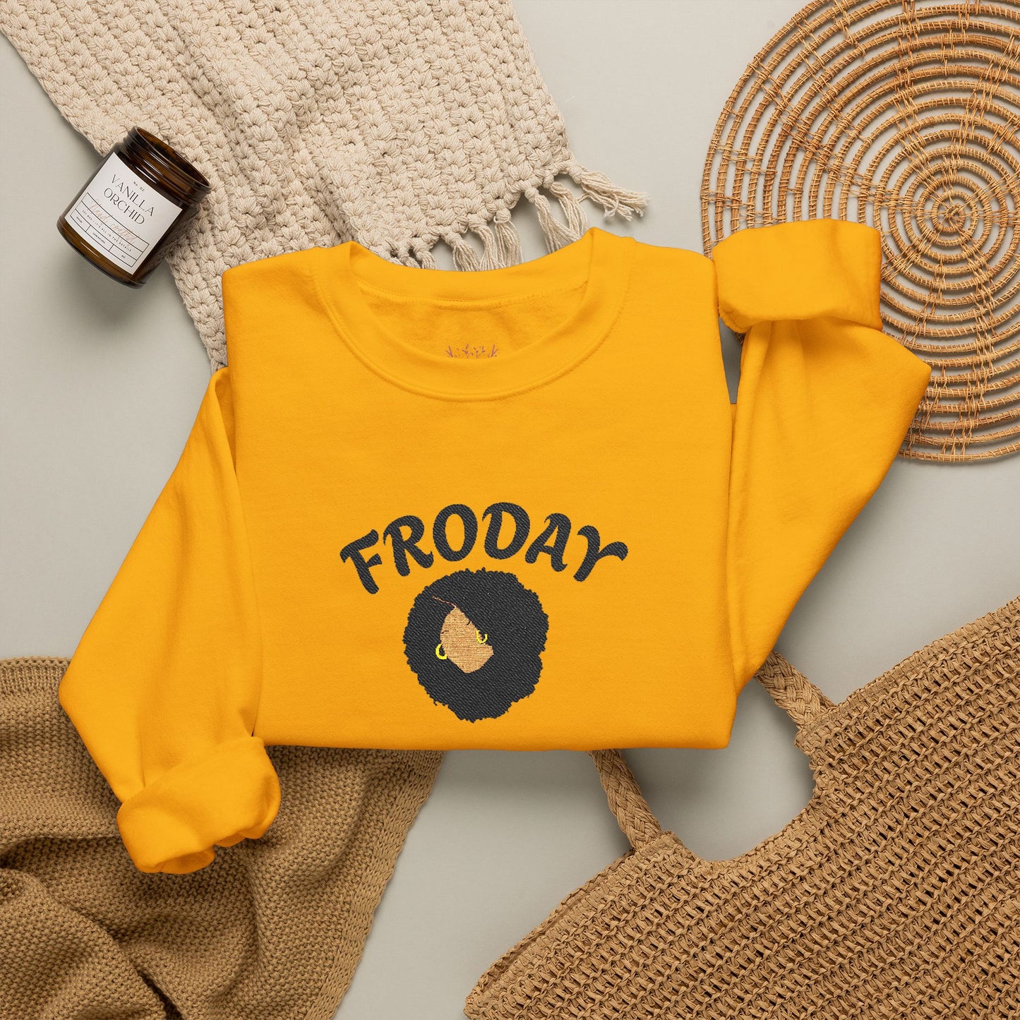 Froday Afro Embroidered Crewneck Sweatshirt
