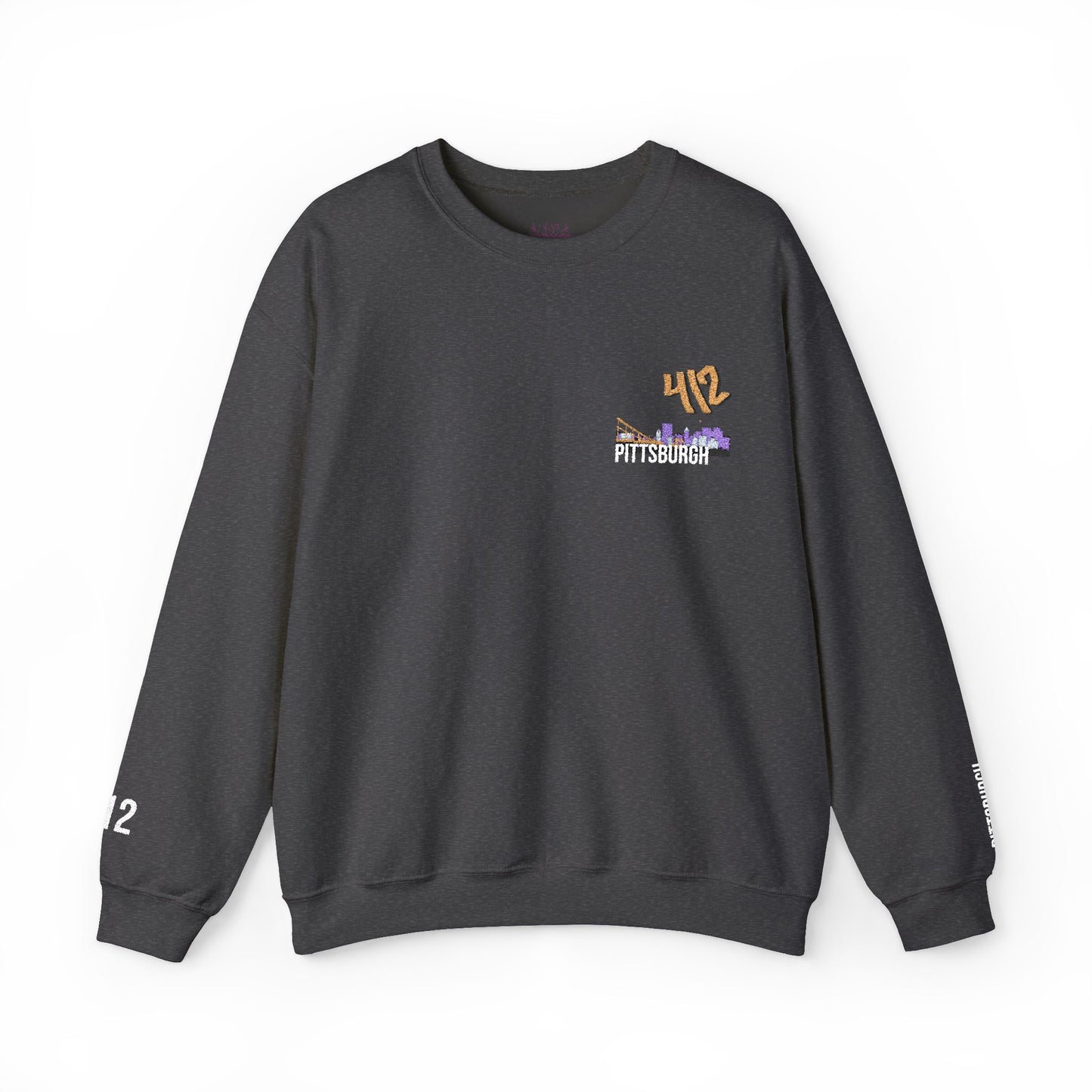412 Embroidered Pittsburgh Skyline Crewneck Sweatshirt