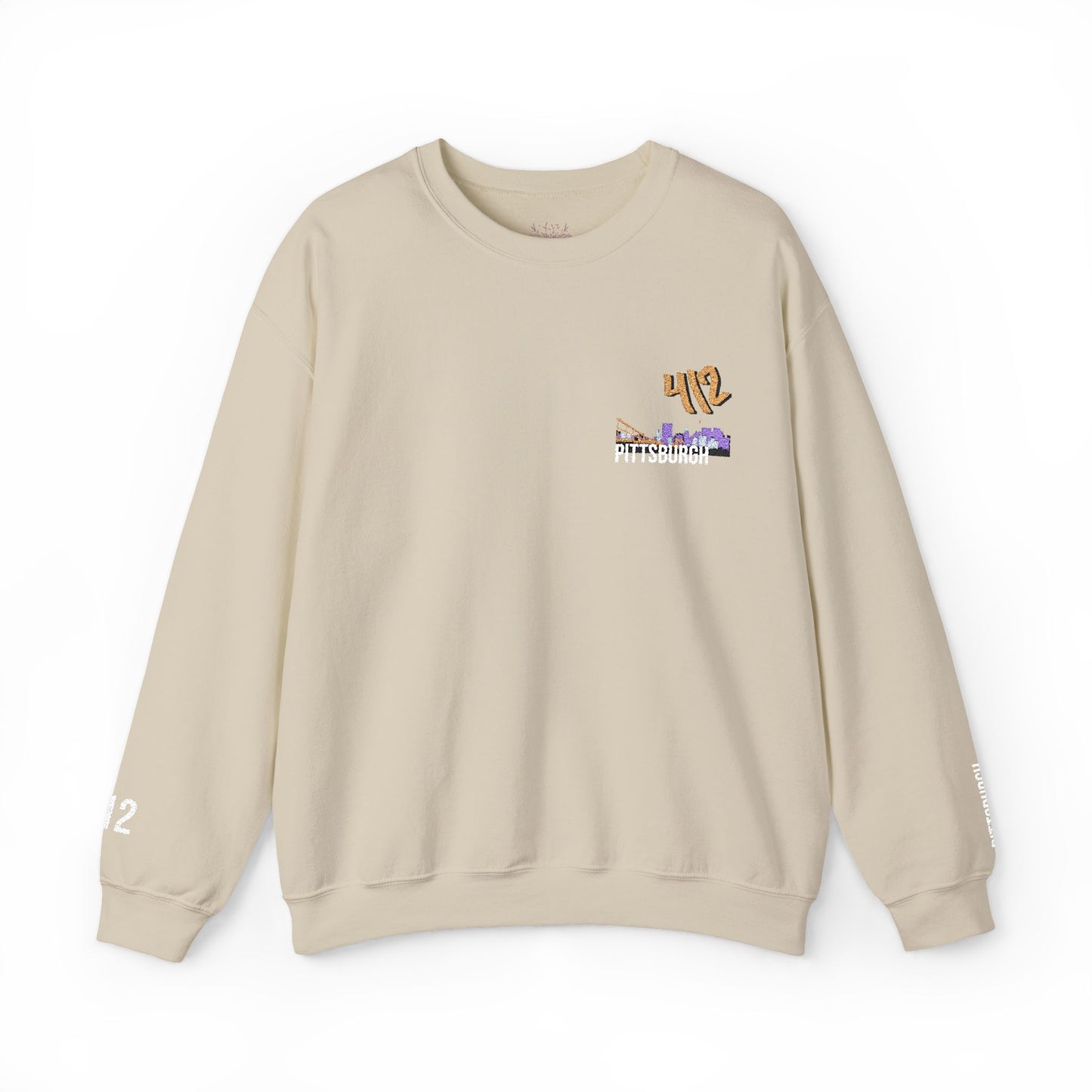 412 Embroidered Pittsburgh Skyline Crewneck Sweatshirt