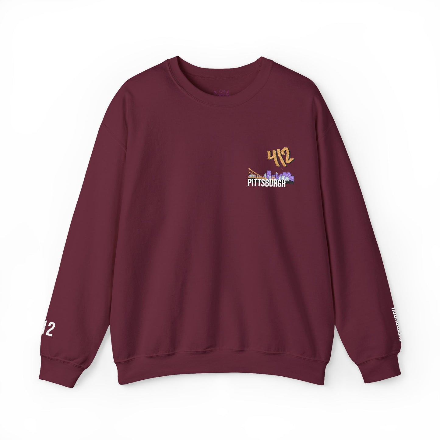412 Embroidered Pittsburgh Skyline Crewneck Sweatshirt