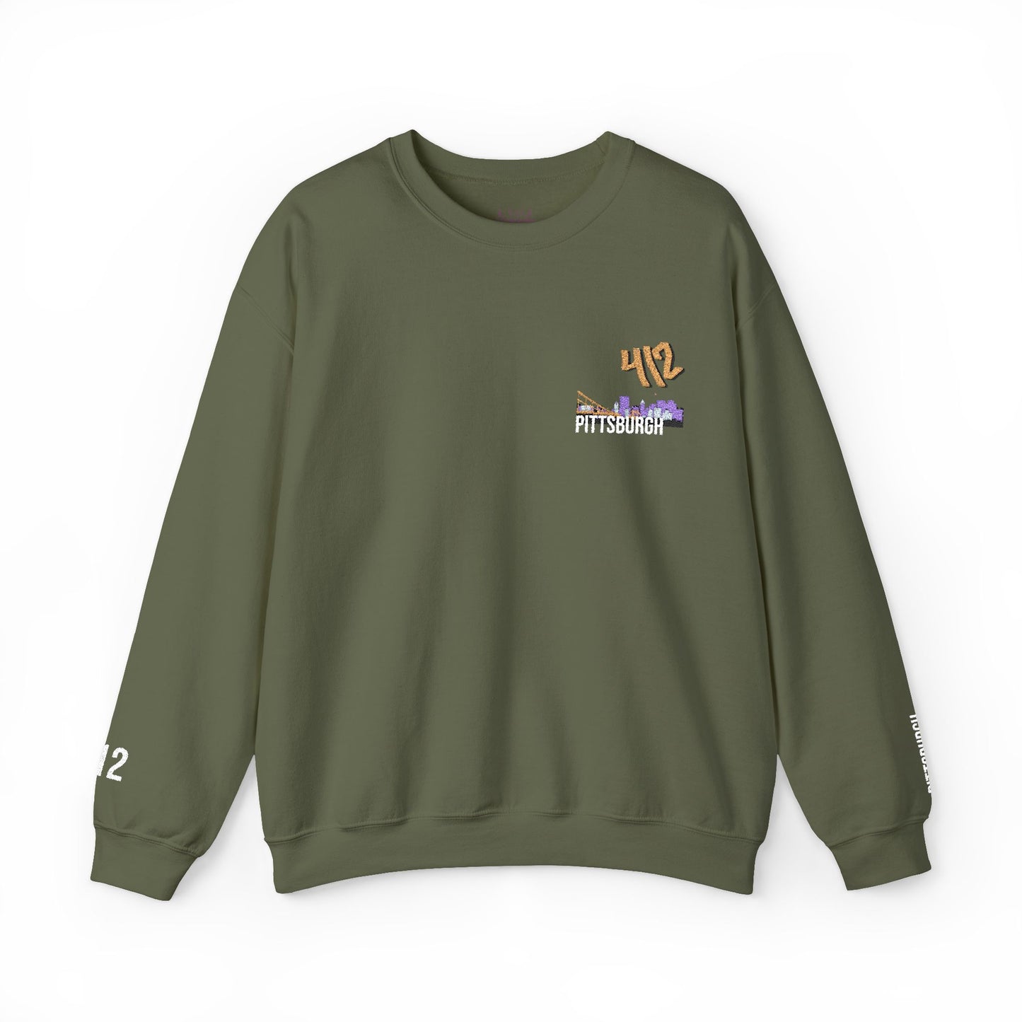 412 Embroidered Pittsburgh Skyline Crewneck Sweatshirt