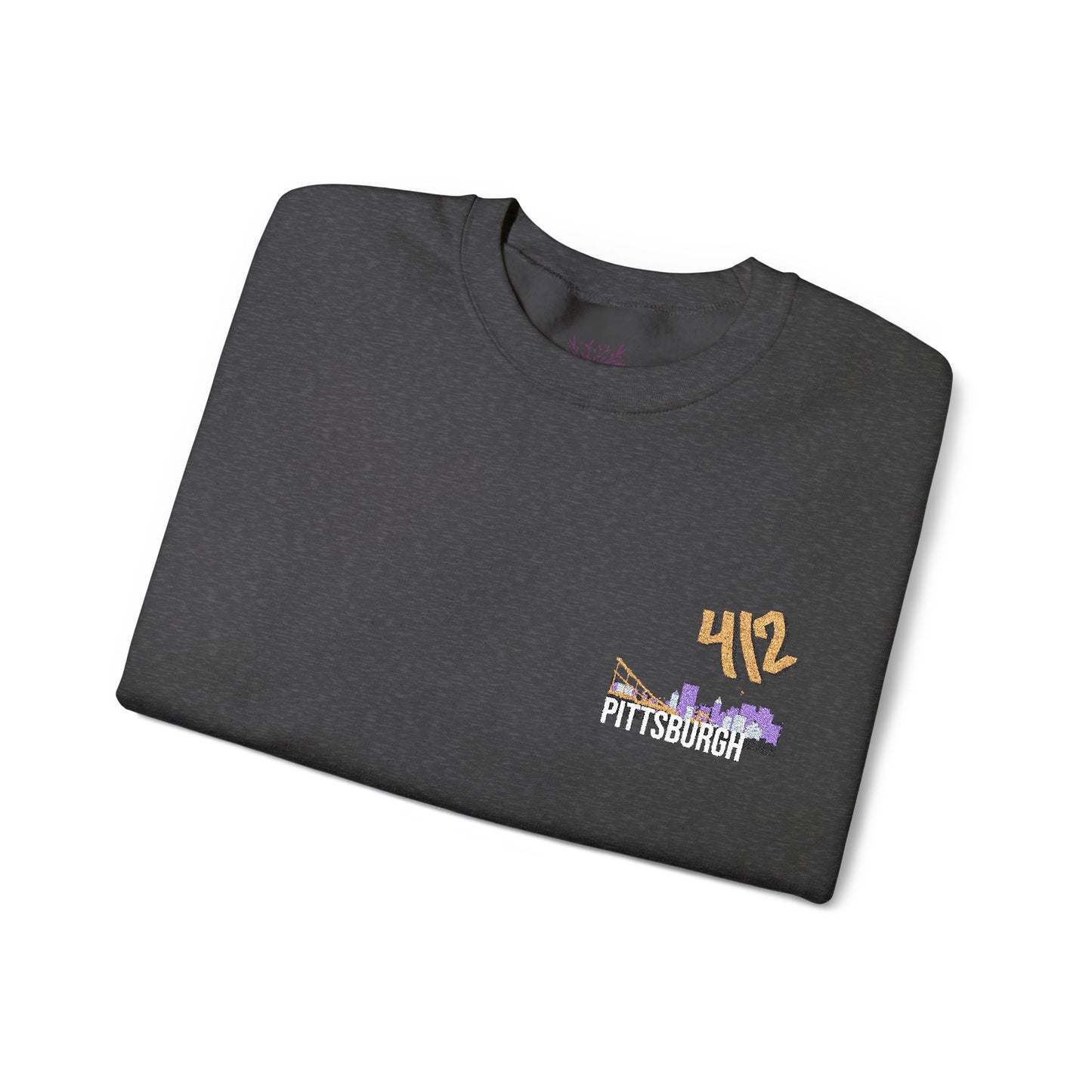 412 Embroidered Pittsburgh Skyline Crewneck Sweatshirt