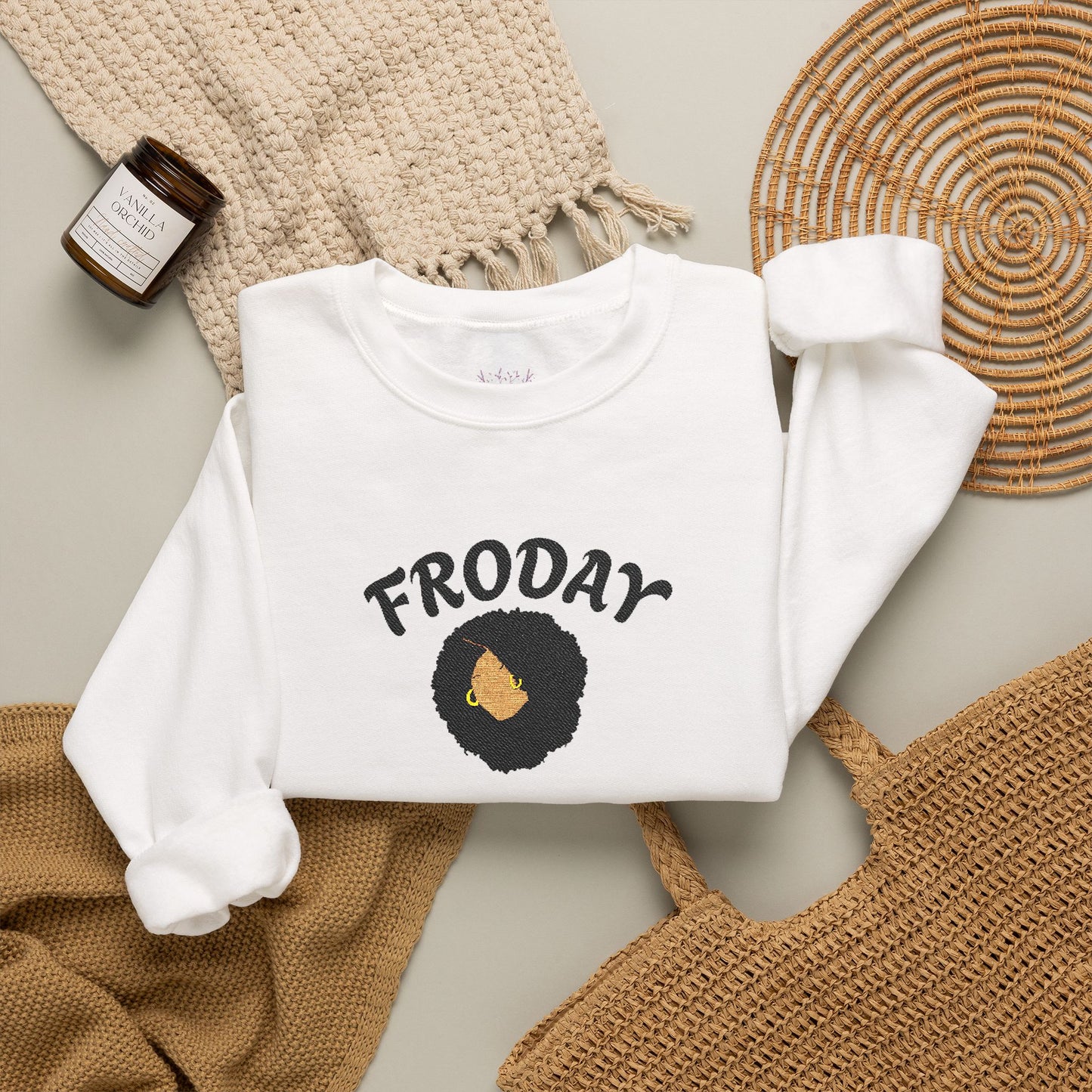 Froday Afro Embroidered Crewneck Sweatshirt
