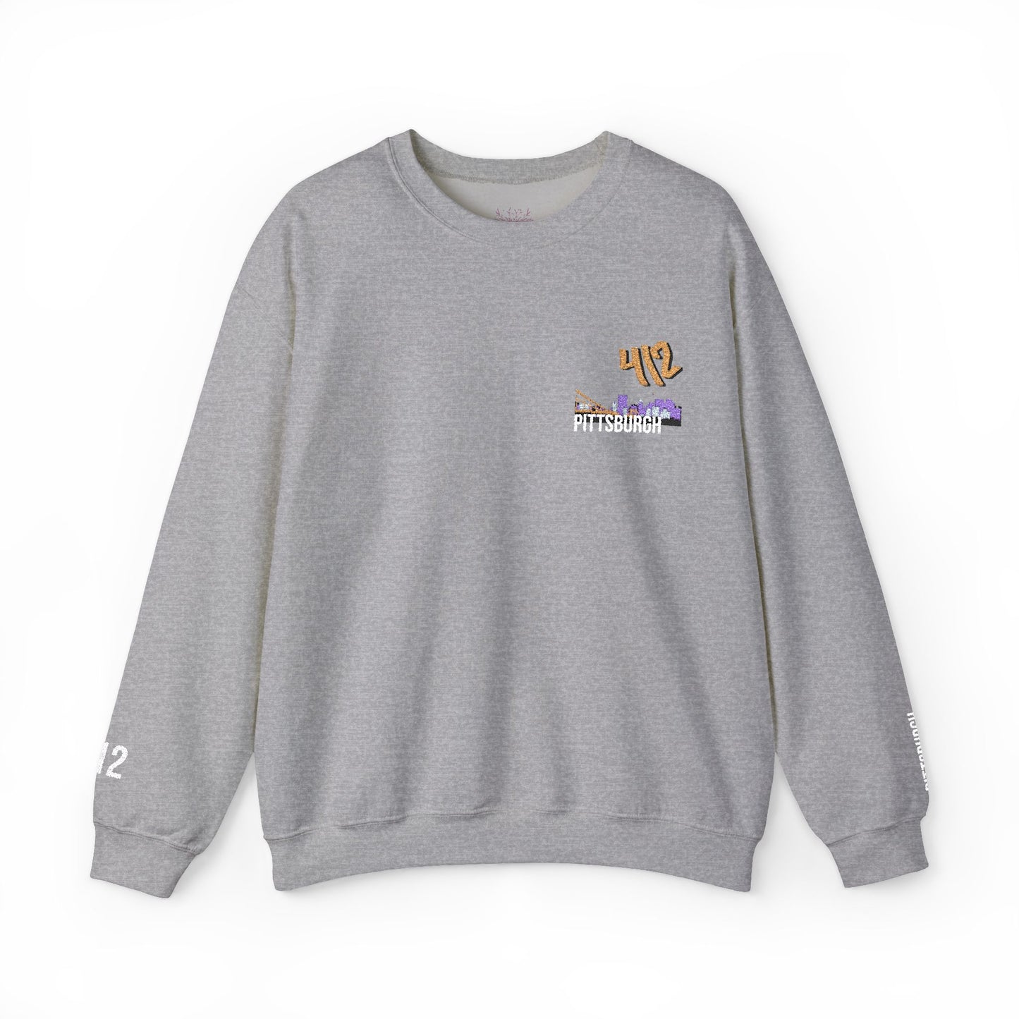 412 Embroidered Pittsburgh Skyline Crewneck Sweatshirt