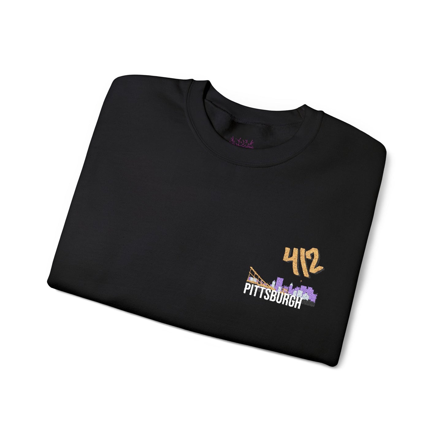 412 Embroidered Pittsburgh Skyline Crewneck Sweatshirt