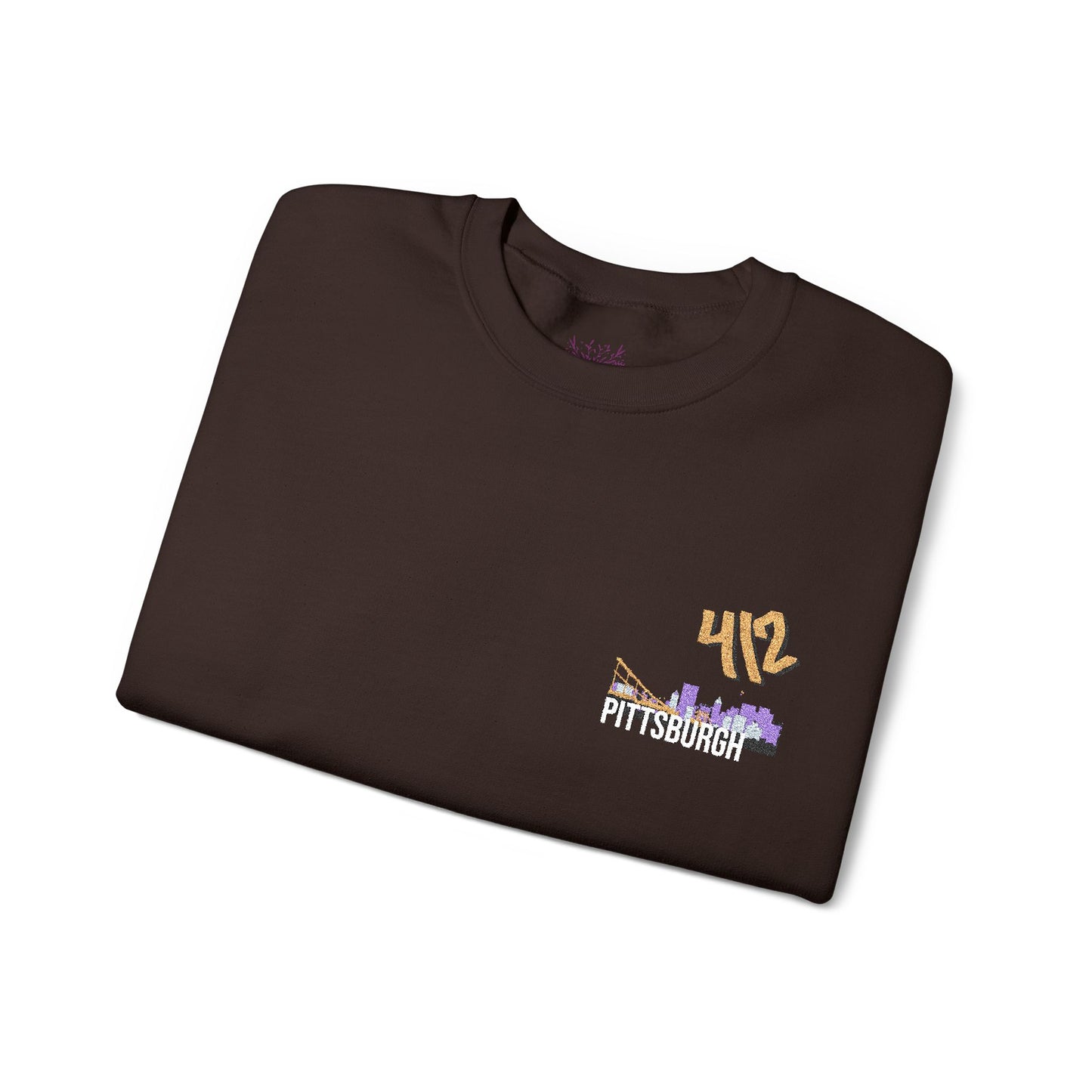 412 Embroidered Pittsburgh Skyline Crewneck Sweatshirt