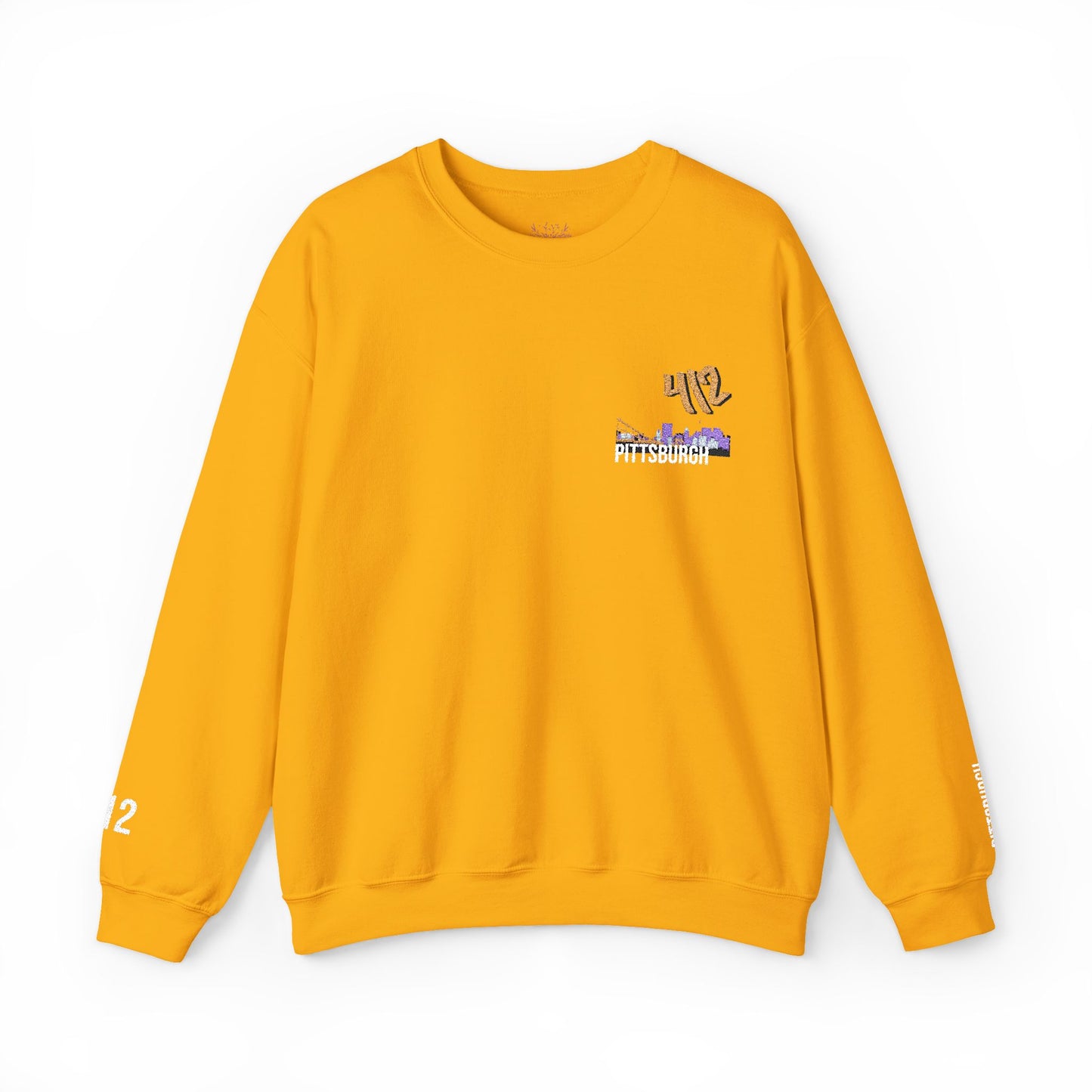 412 Embroidered Pittsburgh Skyline Crewneck Sweatshirt