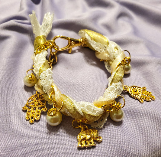 Golden Blessings – Lace & Charm Protection Bracelet