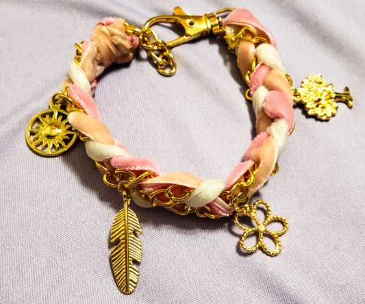 Blushing Dawn Braided Charm Bracelet