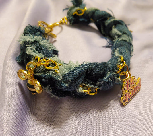 Bee Kind Blue Jean Bumblebee Charm Bracelet